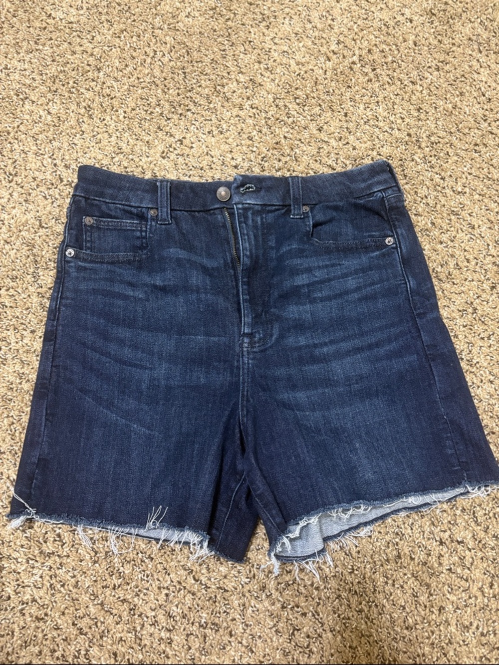 American Eagle Outfitters Dark Blue High Rise Ne(x)t Level Stretch Denim Shorts